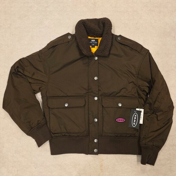 Vans Jackets & Blazers - Vans Women's Large Curren x Knost Bomber Jacket Coat Demitasse VM0A7YQX3N1
